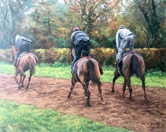 Anne Briggs (British 20th c); Three Race Horses; oil on canvas