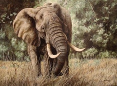 Vintage Jim Gregory (American 20th c); Elephant; giclée print on canvas