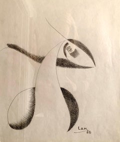 Wifredo Lam (Cuban 1902 - 1982); Abstract 1; pencil on paper