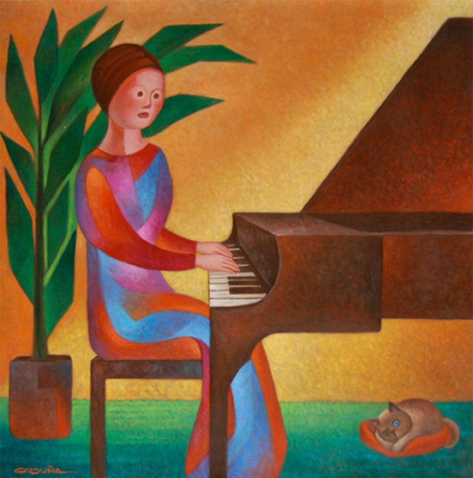 Carlos Orduña Figurative Painting - Tocando Piano