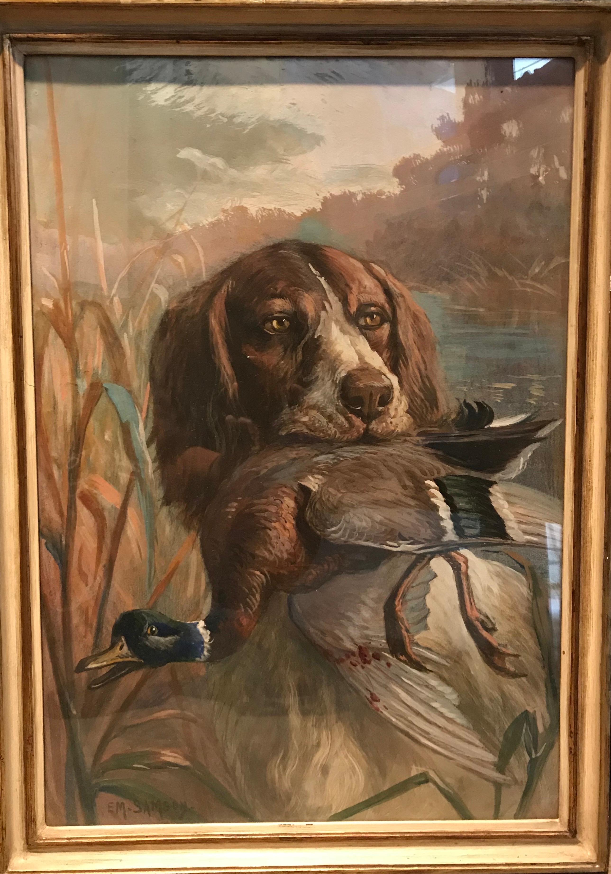 Hunting Dog - Painting by E.M. SAMSON