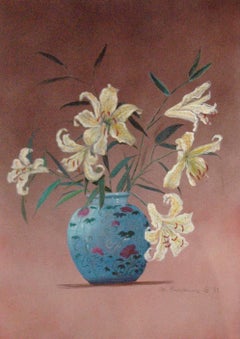 Vintage Chinese Vase; Monique Baudaux; Late 20th; mixed media on paper; 