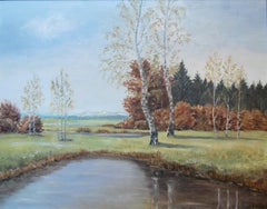 Vintage Harwood Steiger (American 1900 - 1980); Landscape; oil on wood panel