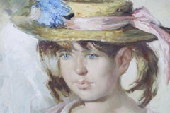 Eugene Guyard (French 1901 - 1970); Portrait of a Young Girl with Hat and Grapes