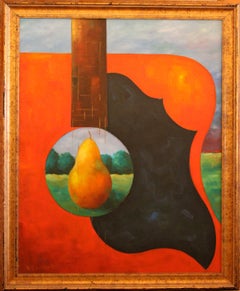 Everett Niewoehner (American 1939); Pear in the Red Guitar; oil on canvas