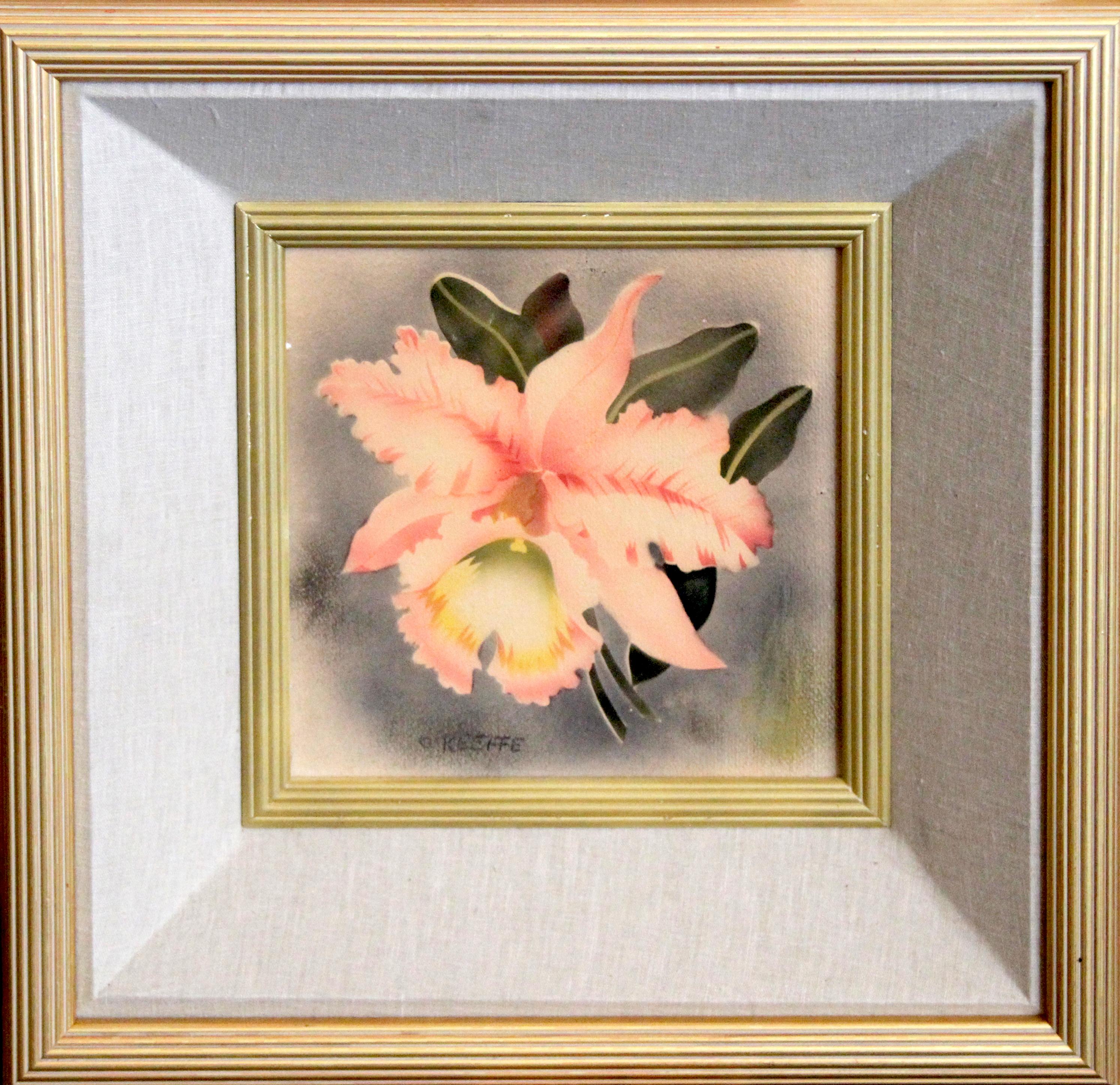 signed O’Keeffe; Pink Orchid; watercolor  - Art by (after) Georgia O'Keeffe