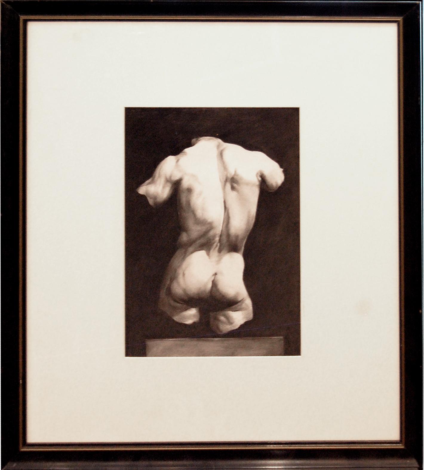 unsigned; Study of a Man’s Back; pencil on paper - Art by Unknown