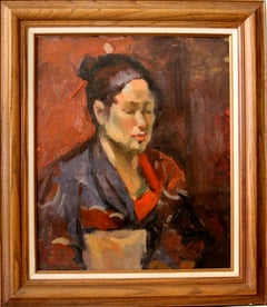 Sergei Bongart (Russian 1918 - 1985); Portrait with Kimono; oil on canvas