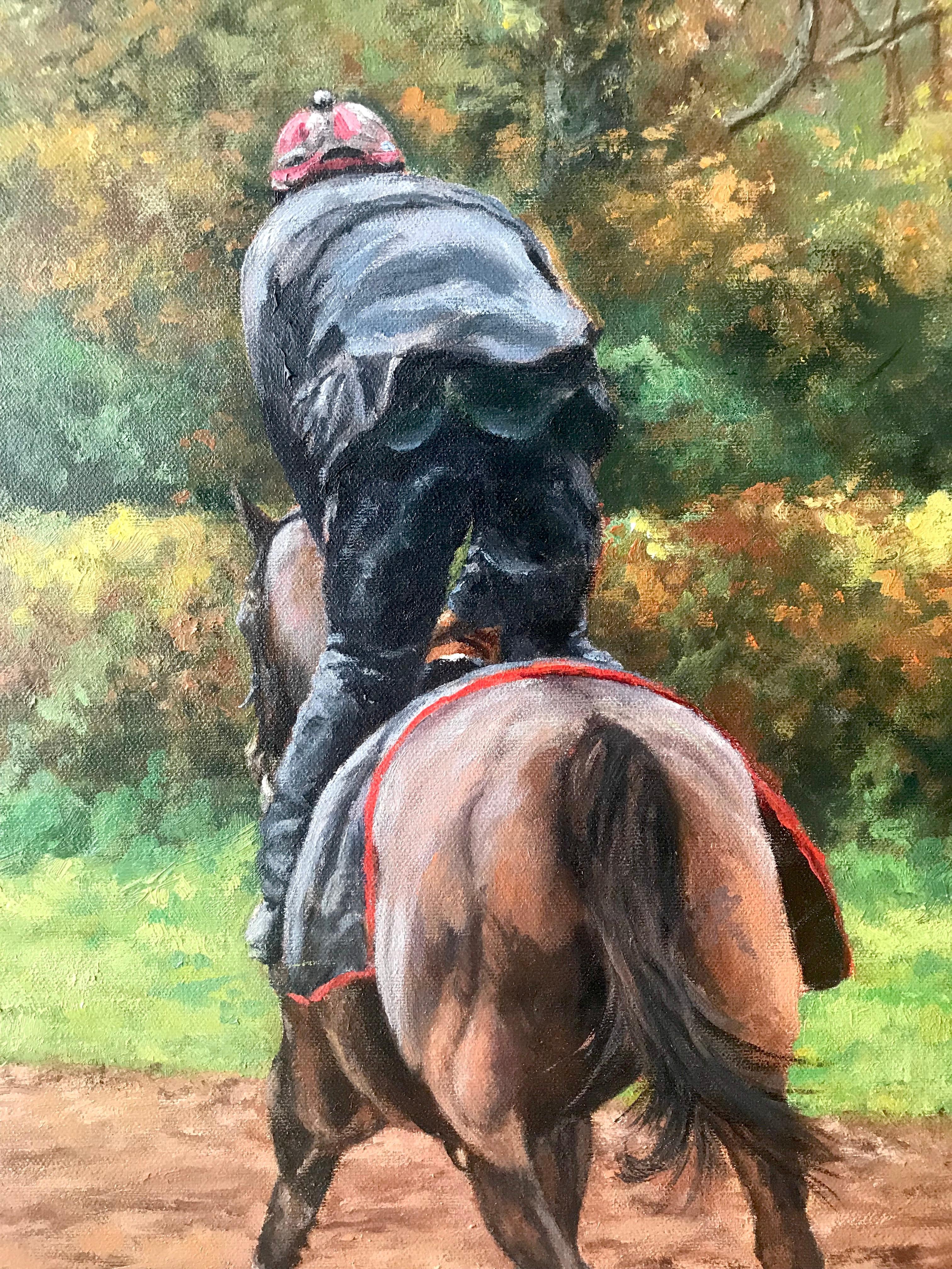 Anne Briggs (British 20th c); Three Race Horses; oil on canvas 2