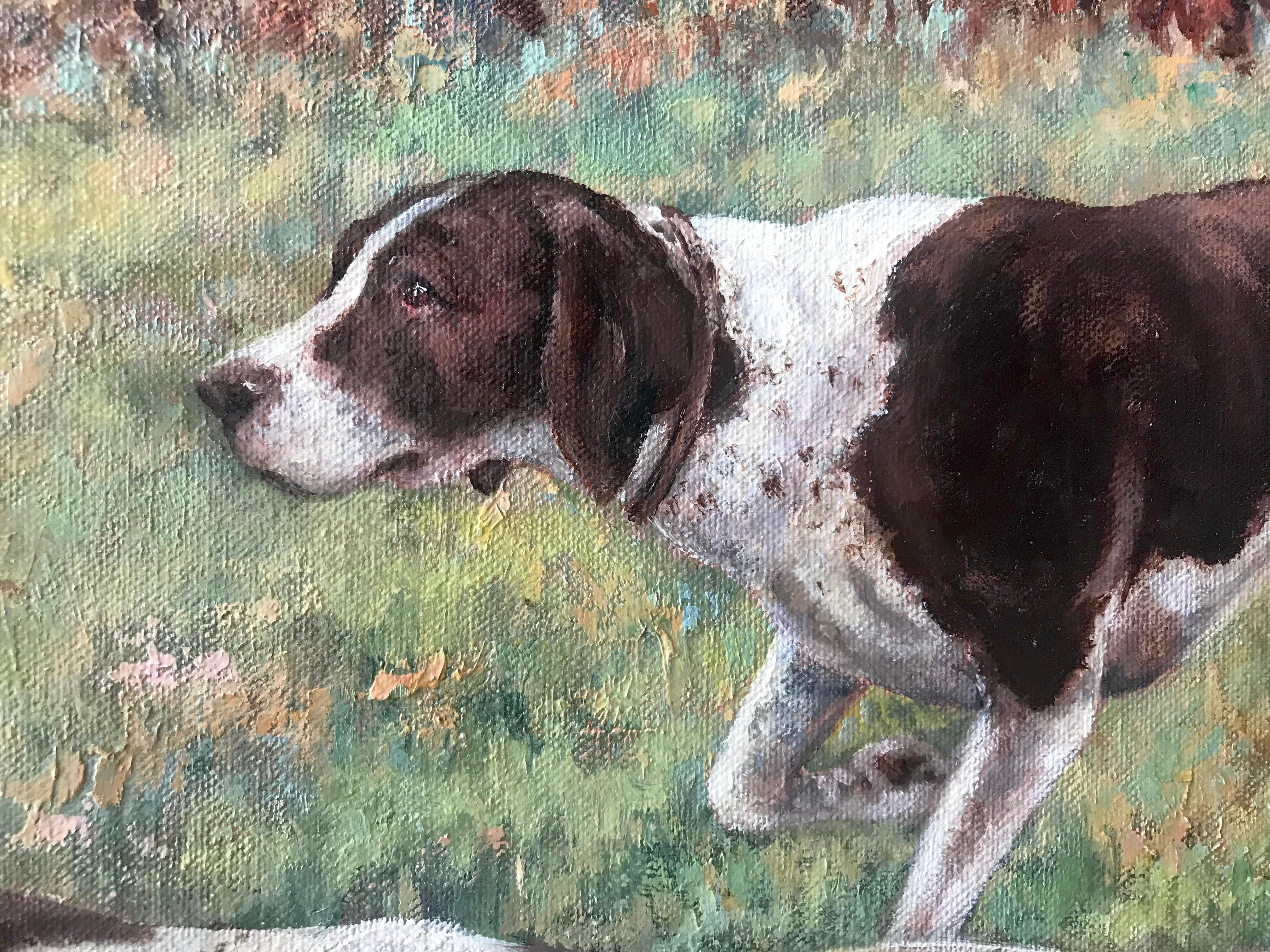 Anne Briggs (British 20th c); Pointers; oil on canvas For Sale 2