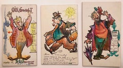 Julian Ritter (American 1909 - 2000); Three postcards; watercolor, ink on board;