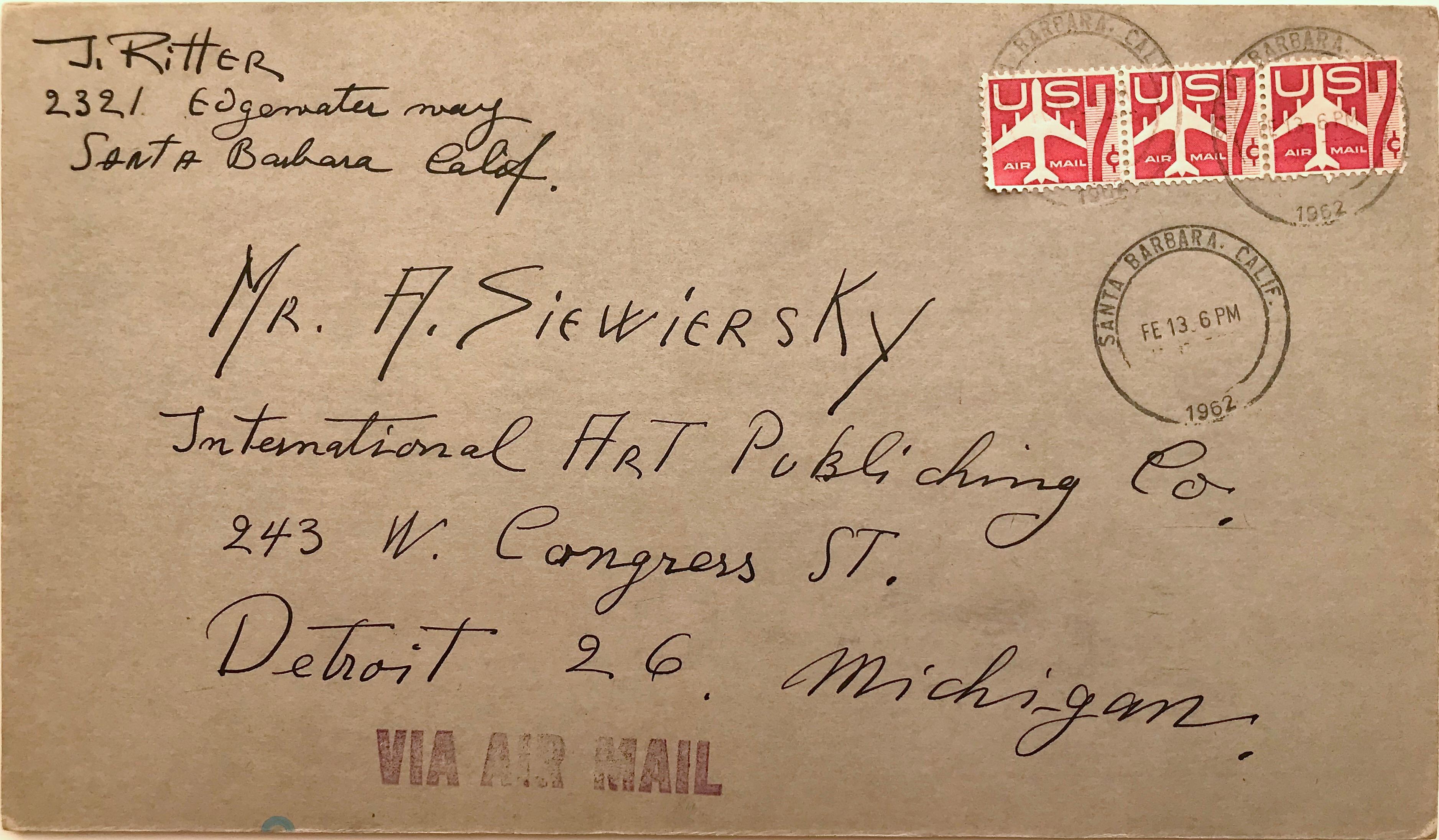 Julian Ritter (American 1909 - 2000); Three postcards; watercolor, ink on board; For Sale 2