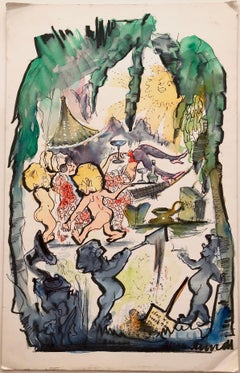 Used Julian Ritter (American 1909 - 2000); 46 years +6 days; watercolor, ink on board