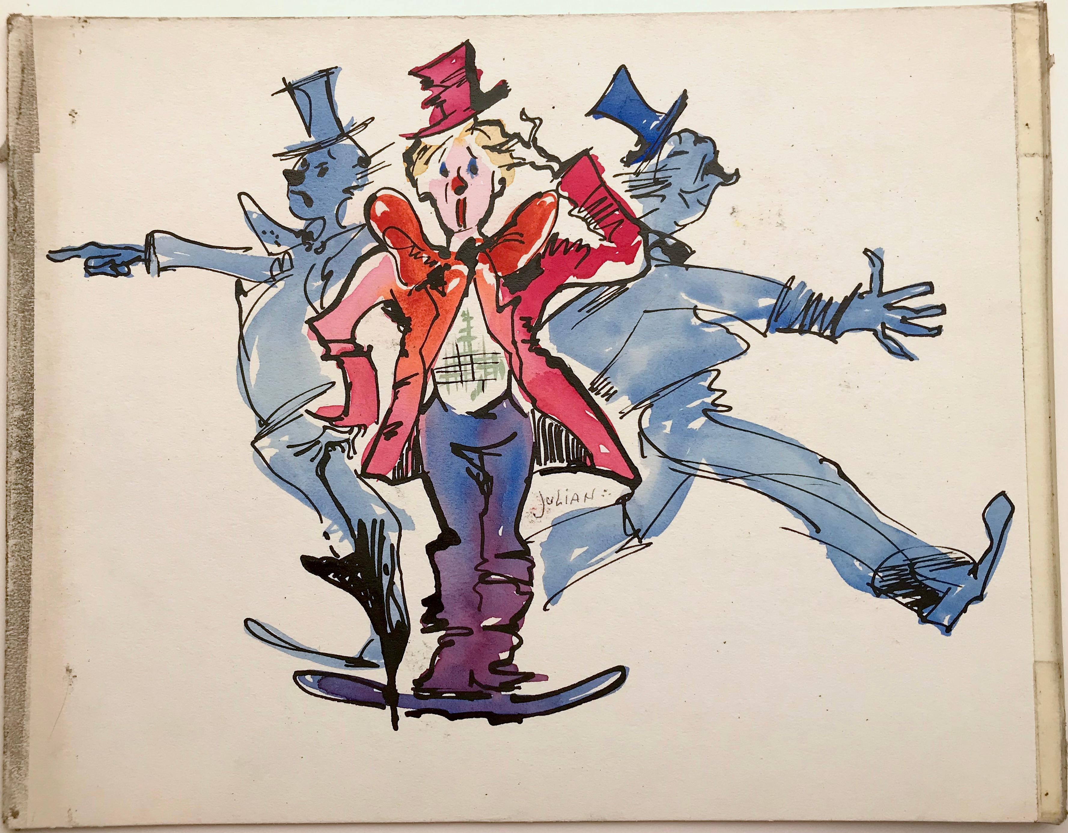 Julian Ritter (American 1909 - 2000); Five drawings; watercolor, ink on board; For Sale 1