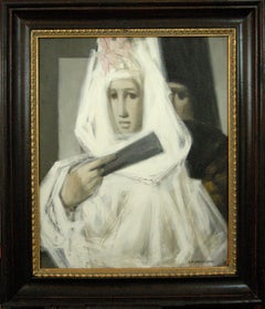 Antonin Marek Machourek (Czech 1913 - 1991); Woman with Fan; oil on canvas;