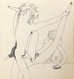 John Boyce (American 1938); Erotic drawing 1; ink on paper; double side