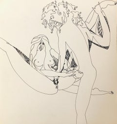 John Boyce (American 1938); Erotic drawing 1; ink on paper; double side