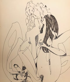John Boyce (American 1938); Erotic drawing 10; ink on carton paper;