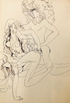 John Boyce (American 1938); Erotic drawing 12; ink on paper; double side;
