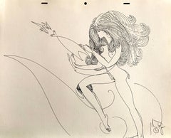 John Boyce (American 1938); Girl; ink on paper;