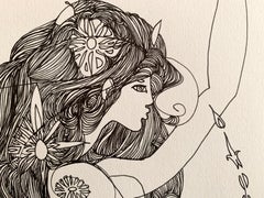 John Boyce (American 1938); Girl 2; ink on paper;