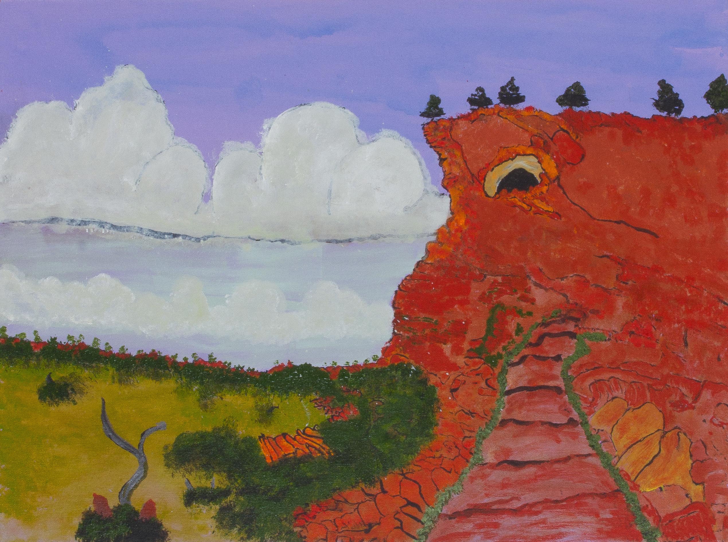 Victor Burton Figurative Painting - Ngakgunalikujarra, vibrant landscape painting of Western Australian desert