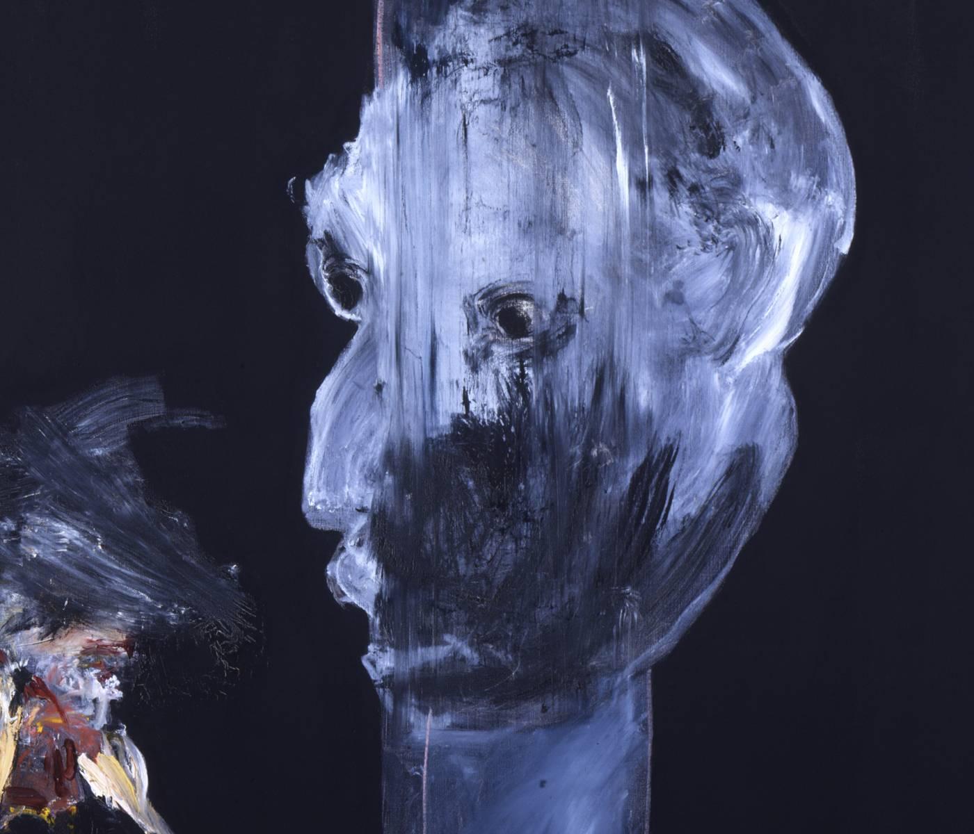 The Observer & The Observed, very large oil painting of two figures with spectre - Contemporary Painting by Michael Hafftka