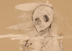 Michael Hafftka, Skeleton At The Gate, contemporary watercolor of a skeleton