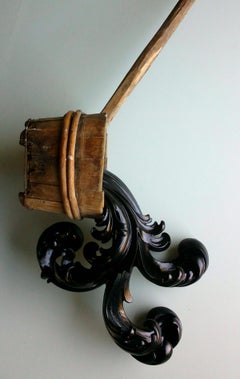 Breakout, contemporary carved wood sculpture with water ladle