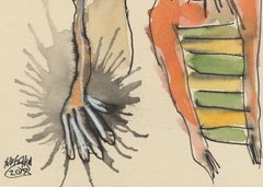 Animal Kingdom. Colorful Surrealist figurative watercolor painting