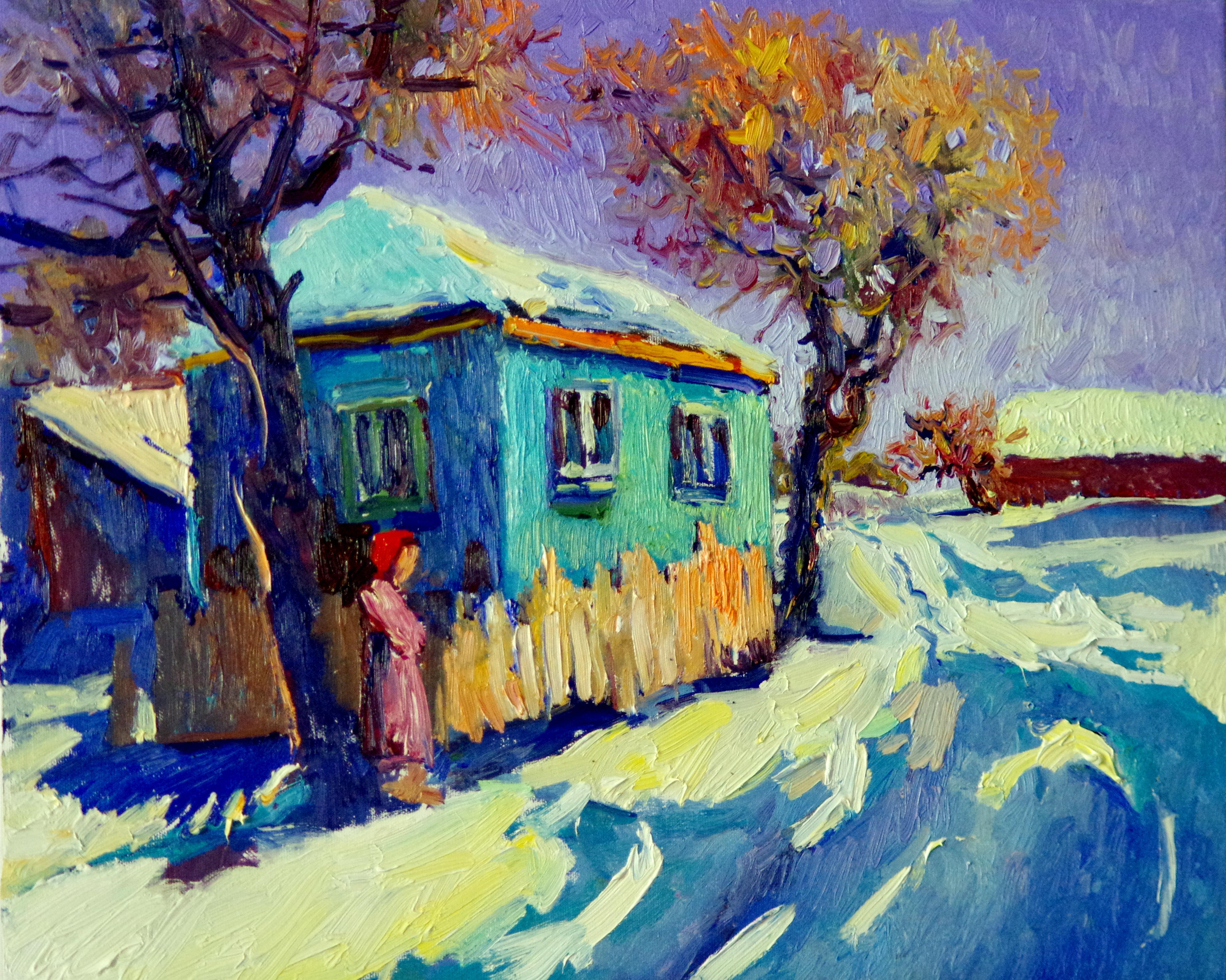 Suren Nersisyan Landscape Painting - Winter Morning in Farms