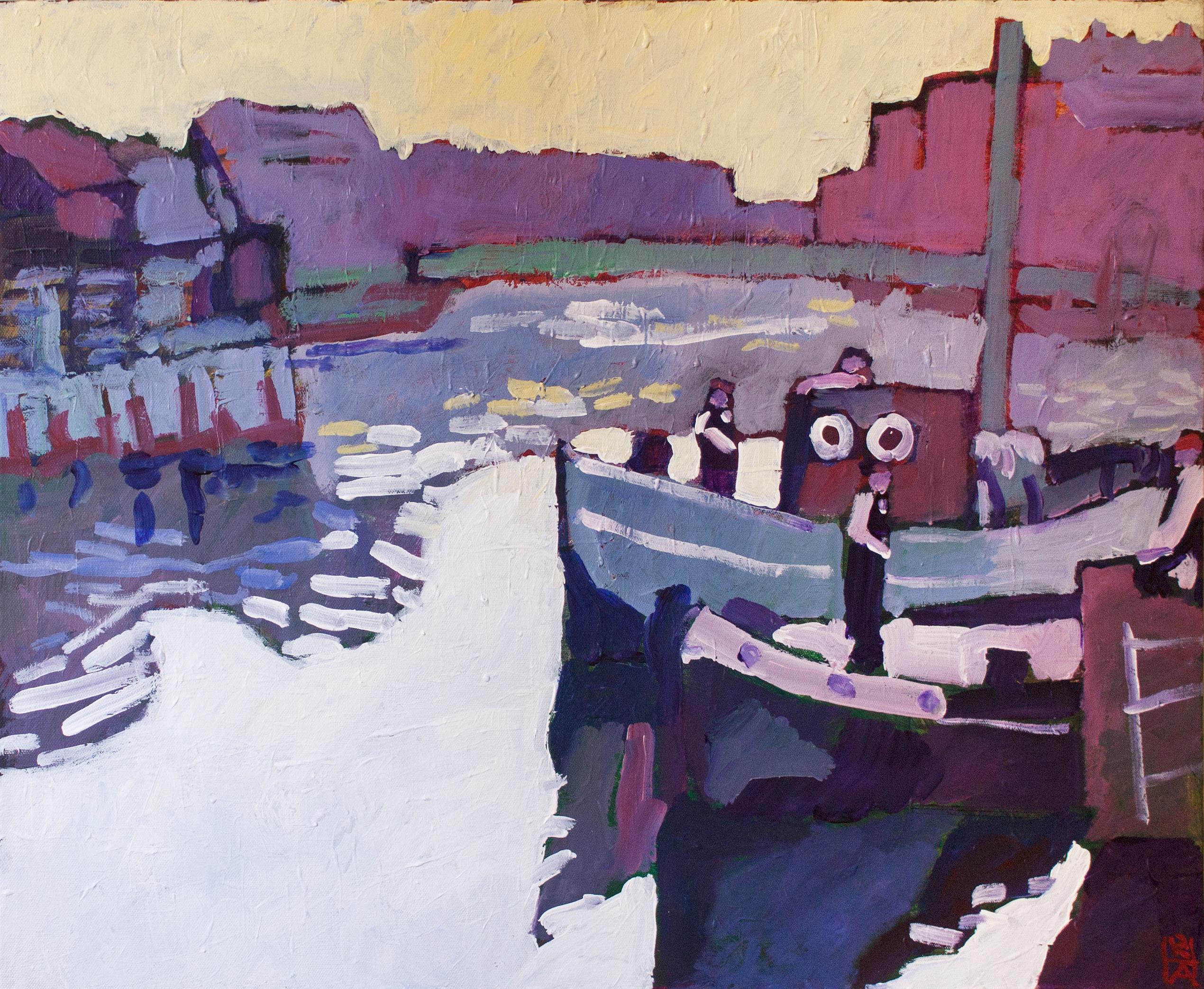 Robert Hofherr Landscape Painting - Dockside Morning