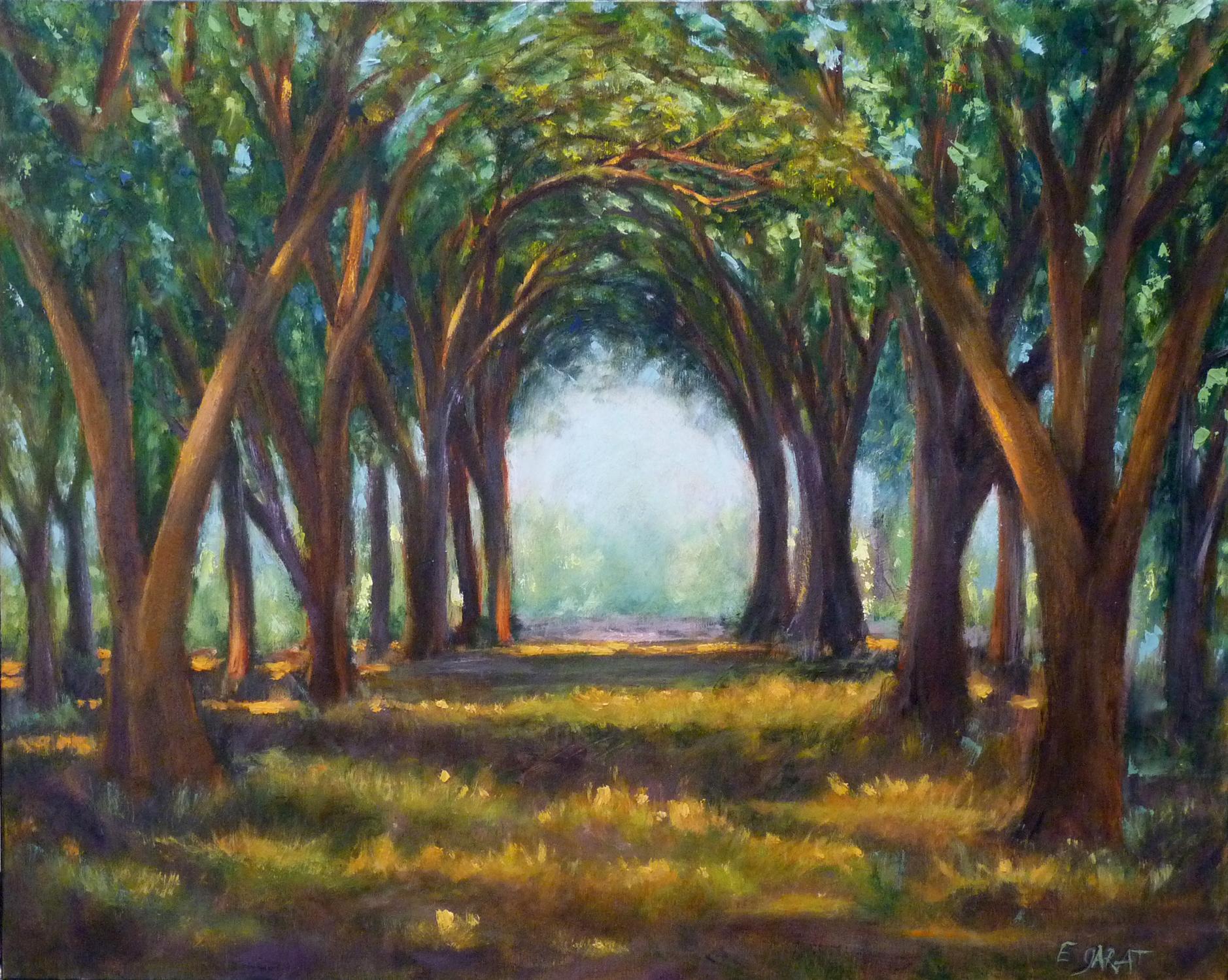 Elizabeth Garat Landscape Painting - Morning Awakens the Grove