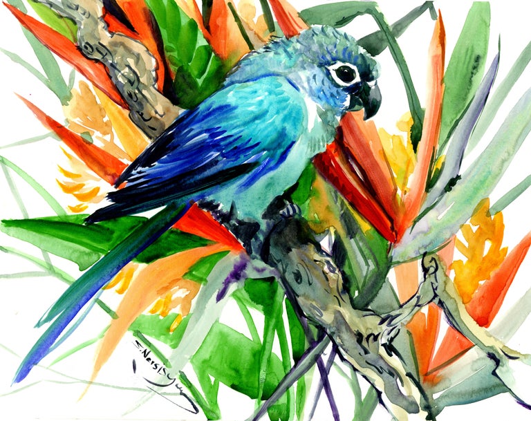 Suren Nersisyan Sun Conure And Paradise Flowers Tropics For Sale At 1stdibs