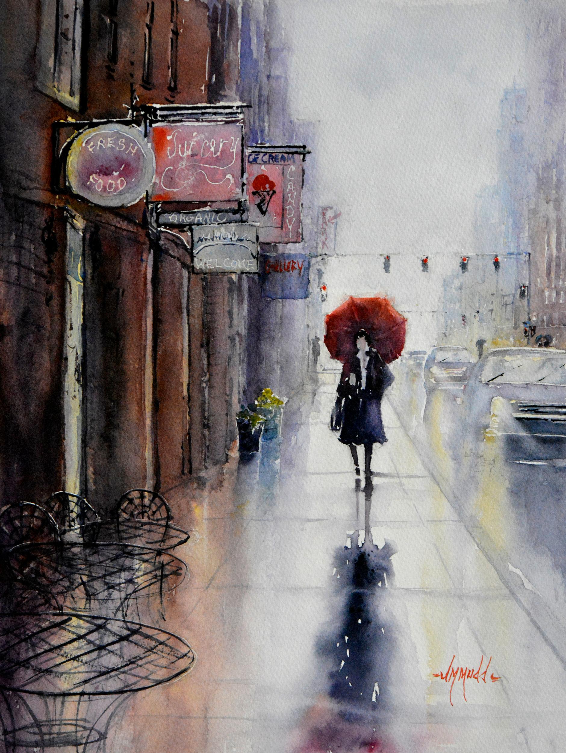 Red Umbrella - Art by Judy Mudd
