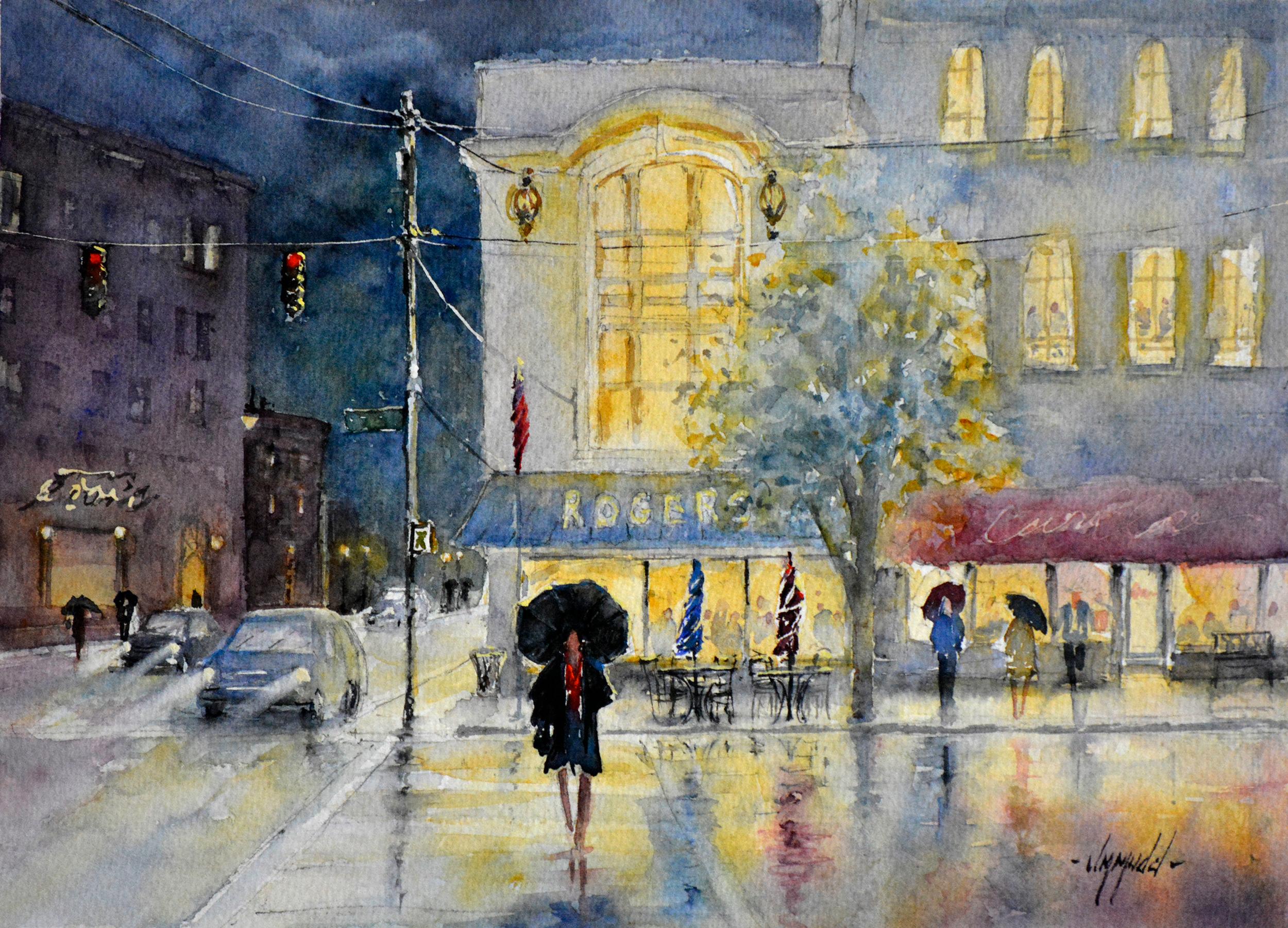 Judy Mudd Interior Art - Rain on Madison