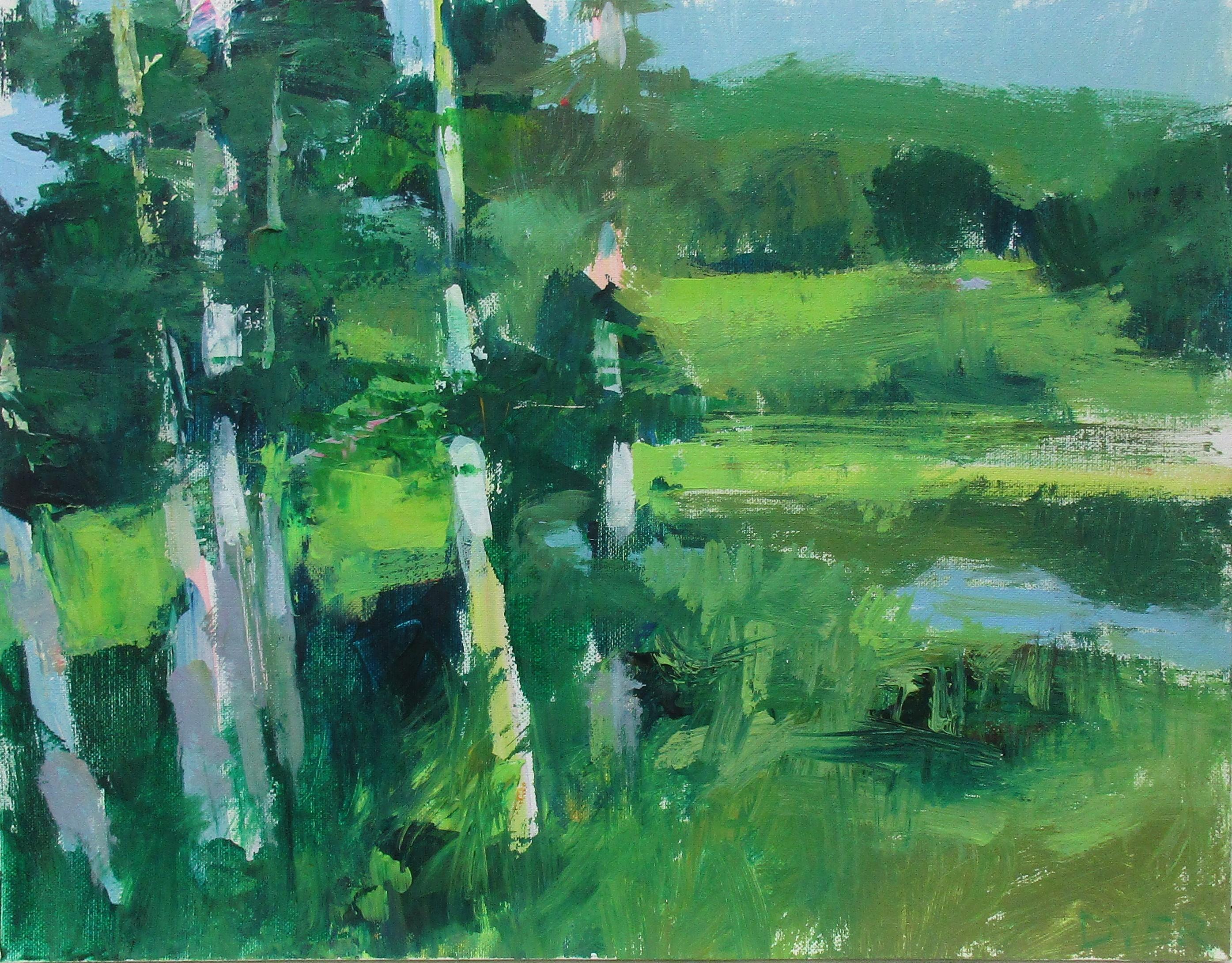Janet Dyer Landscape Painting - Swan Pond, Vermont