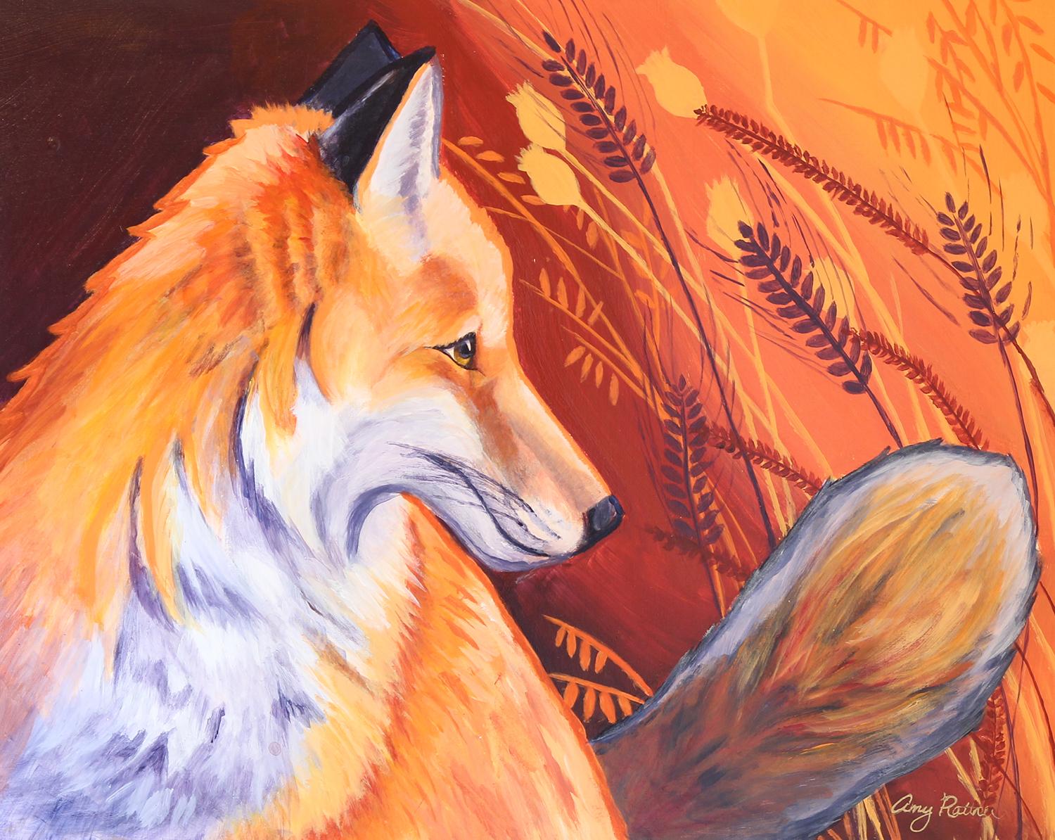 Amy Rattner Animal Painting - Red Fox