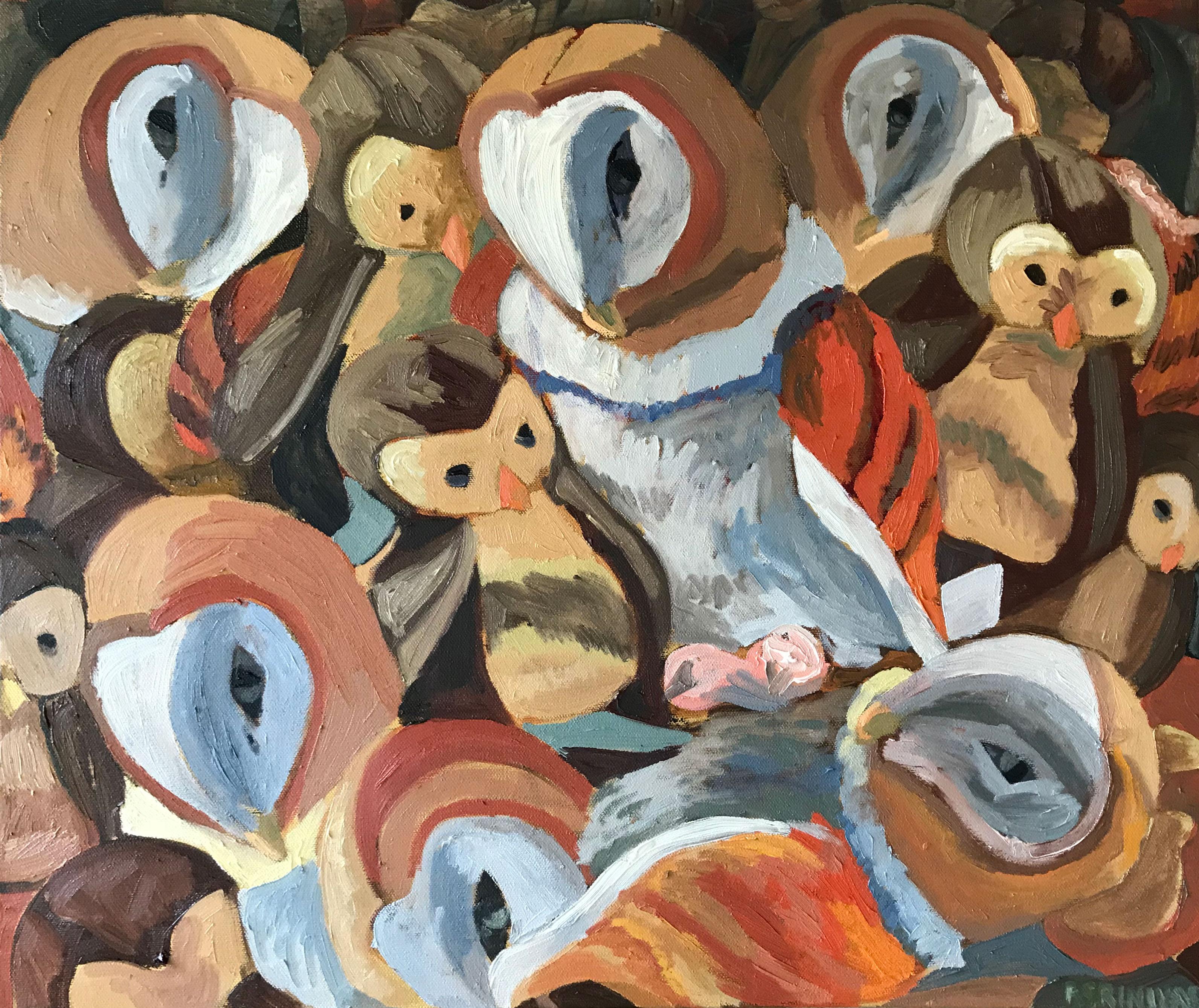 Rachel Srinivasan Animal Painting - Owl Matrix