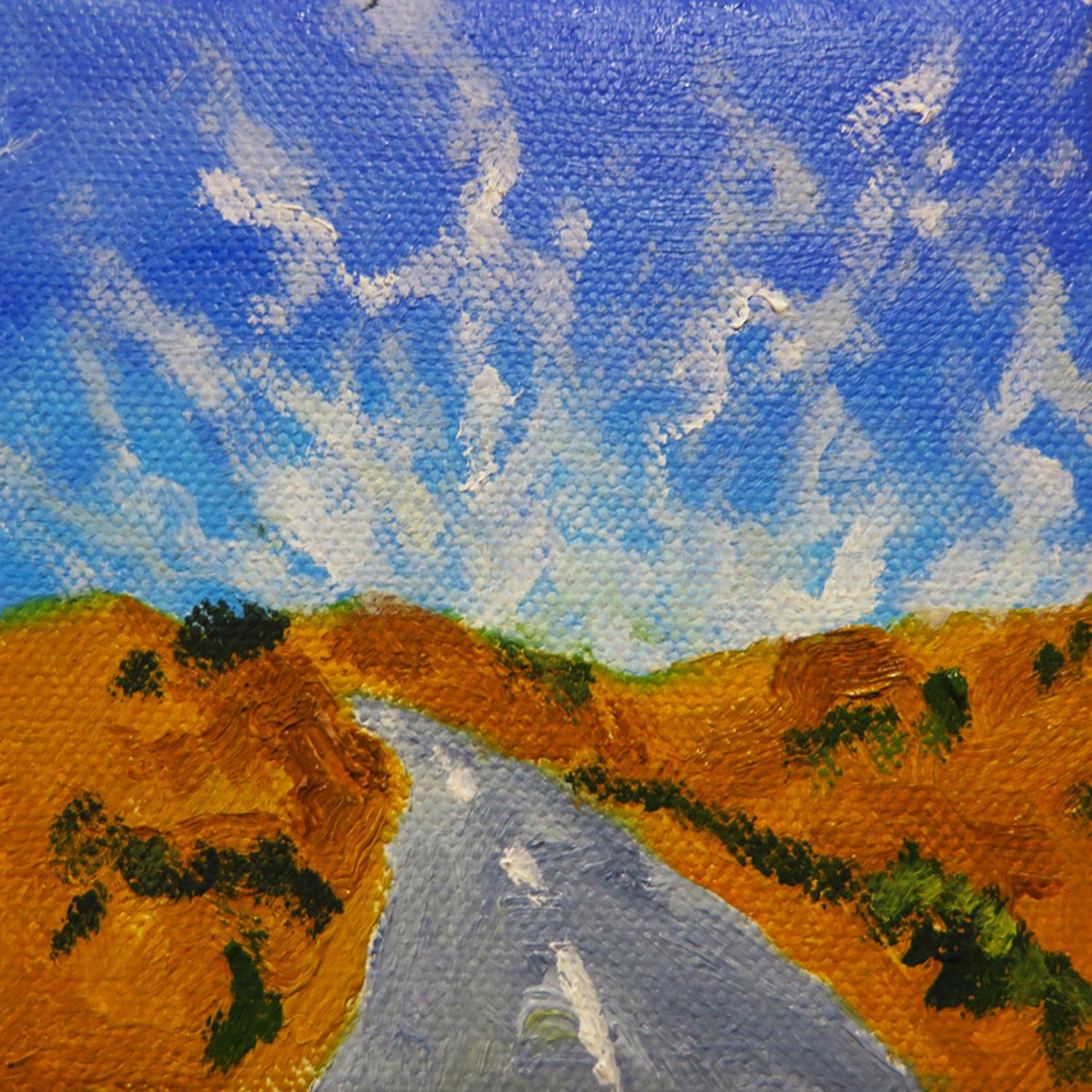 Mitchell Freifeld Landscape Painting - The Open Highway with Mare's Tail Clouds