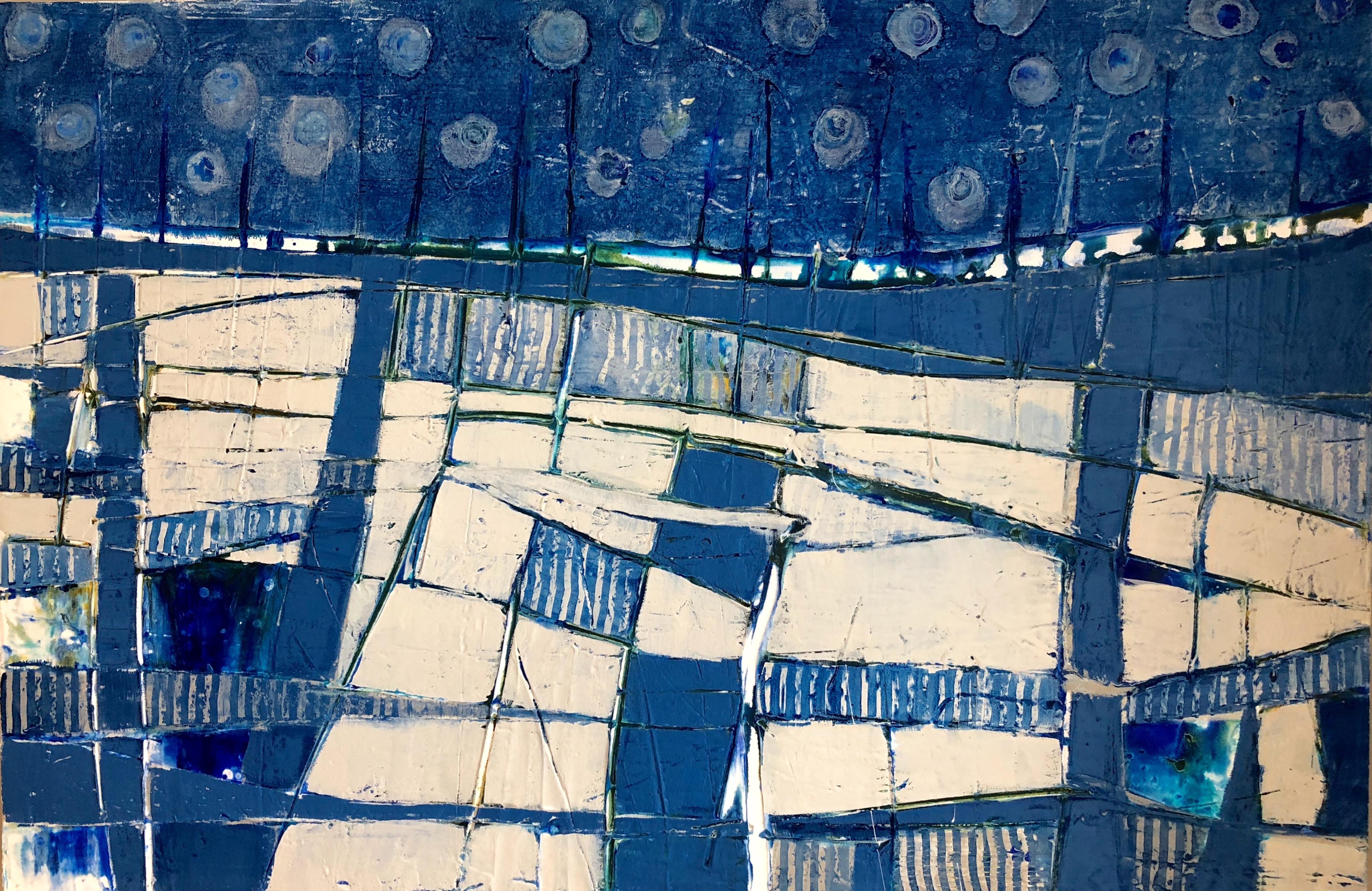 Pat Forbes Abstract Painting – Blaue Landschaft II