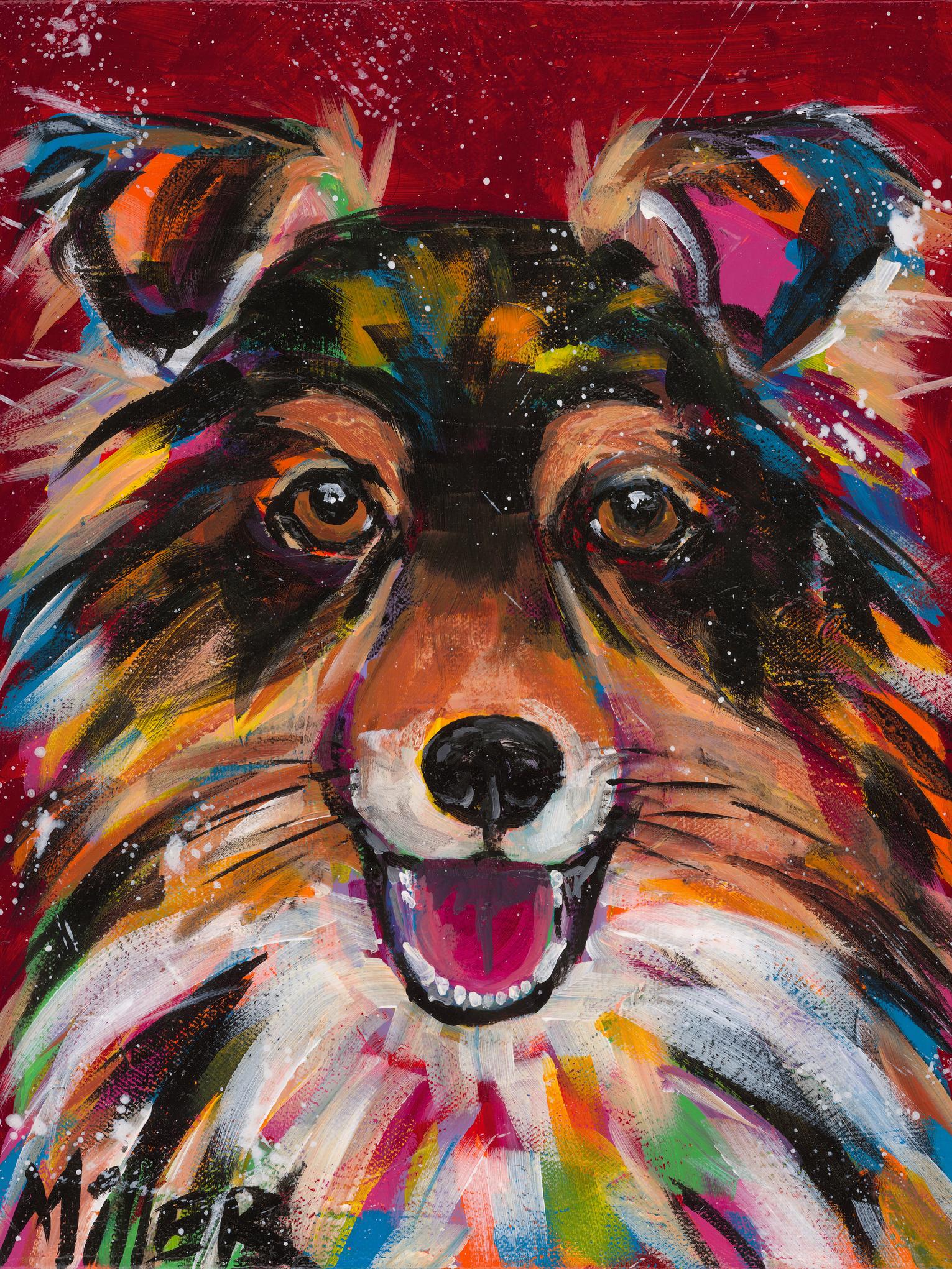 Tracy Miller Animal Painting - Sheltie Smile