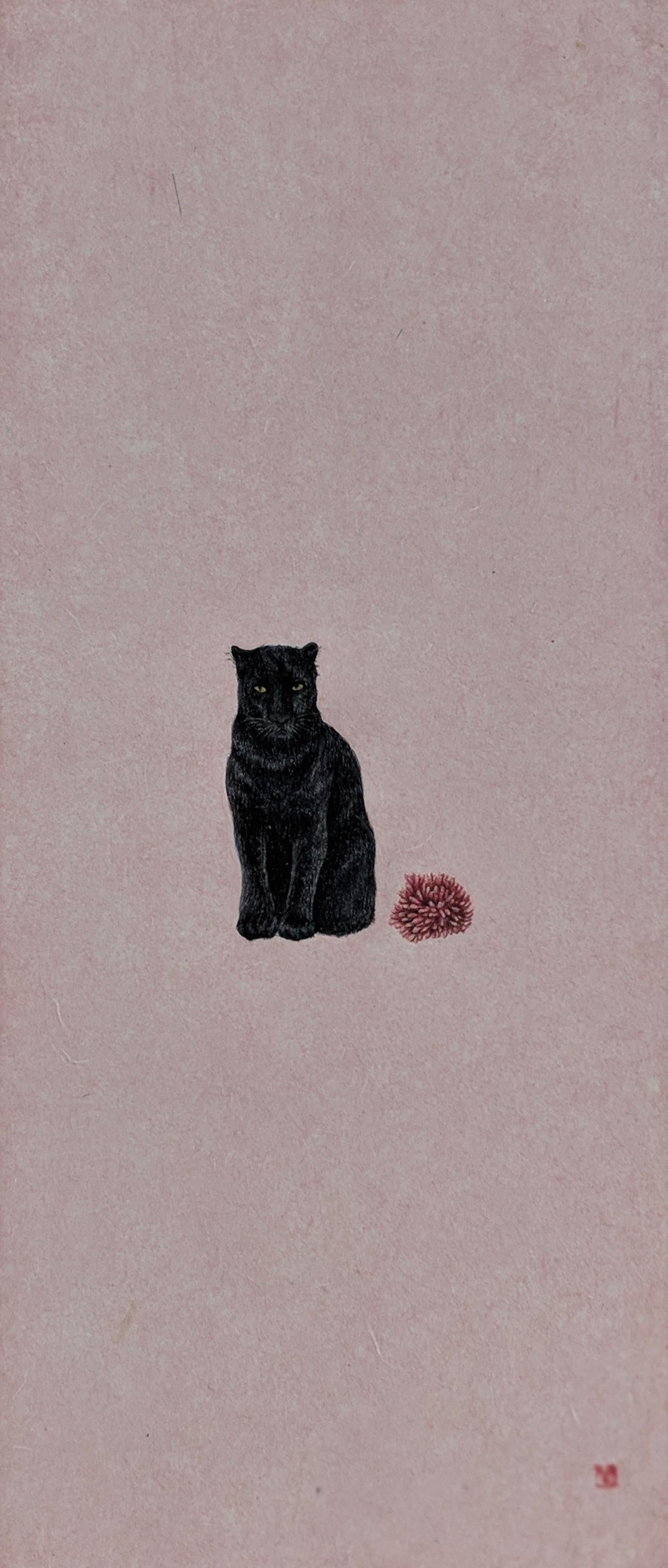 Panthère noire et récif corail - Mixed Media Art de Heejin Sutton