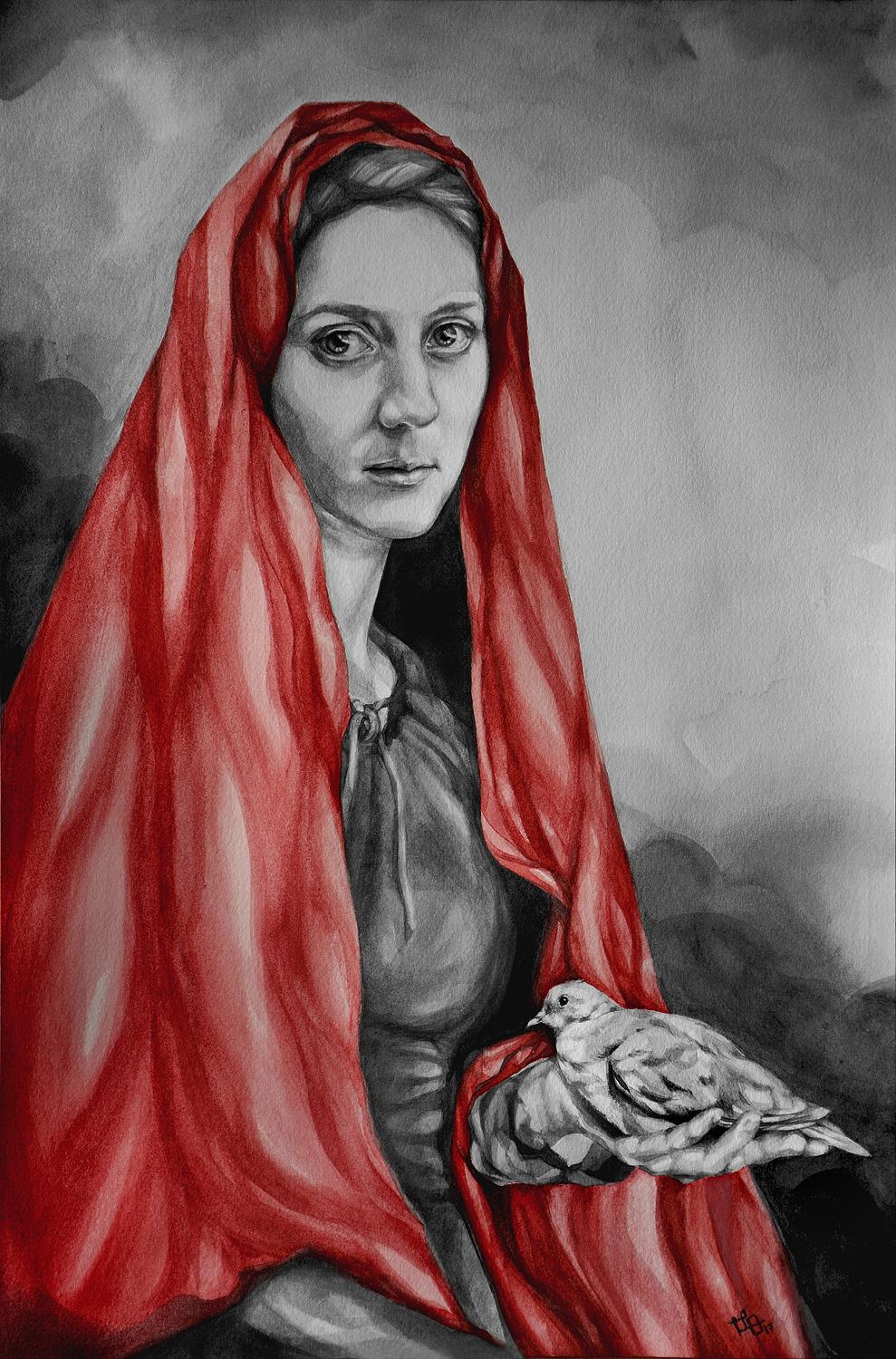 Suzanna Orlova Figurative Art - Mary With a Dove