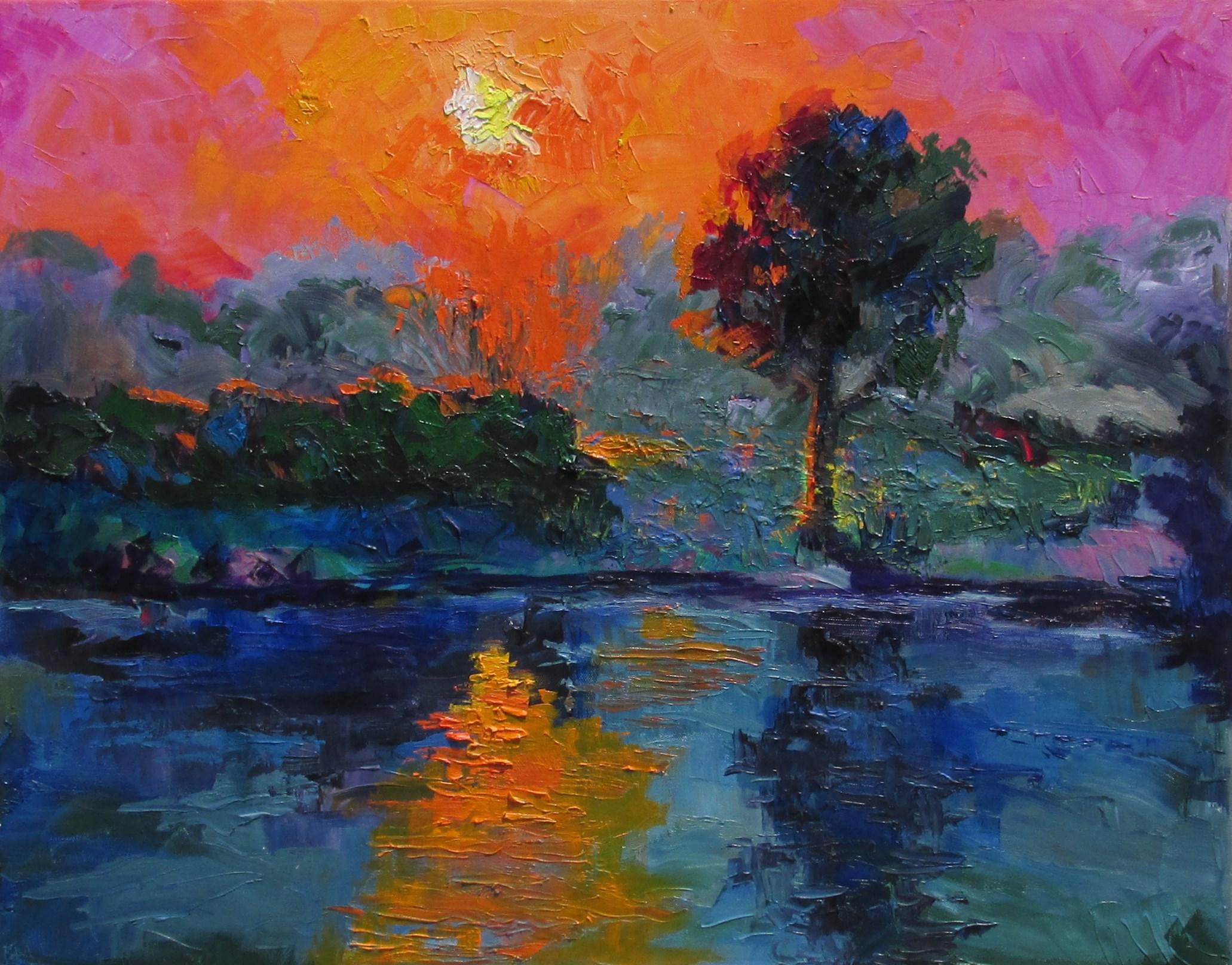 The Pond at Last Light - Art by Weldon Ball