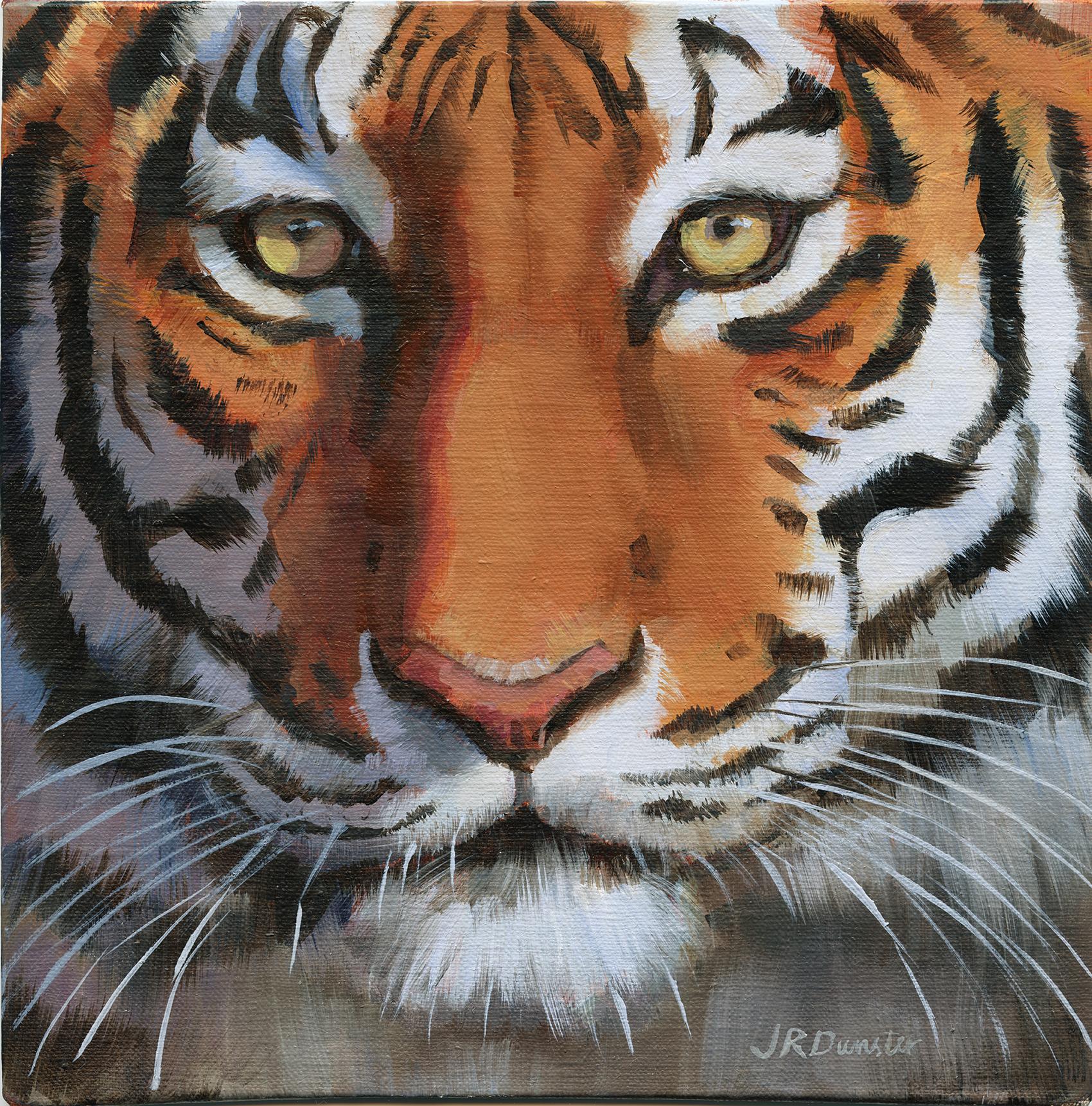 J. Dunster Animal Painting - Close-Up Tiger