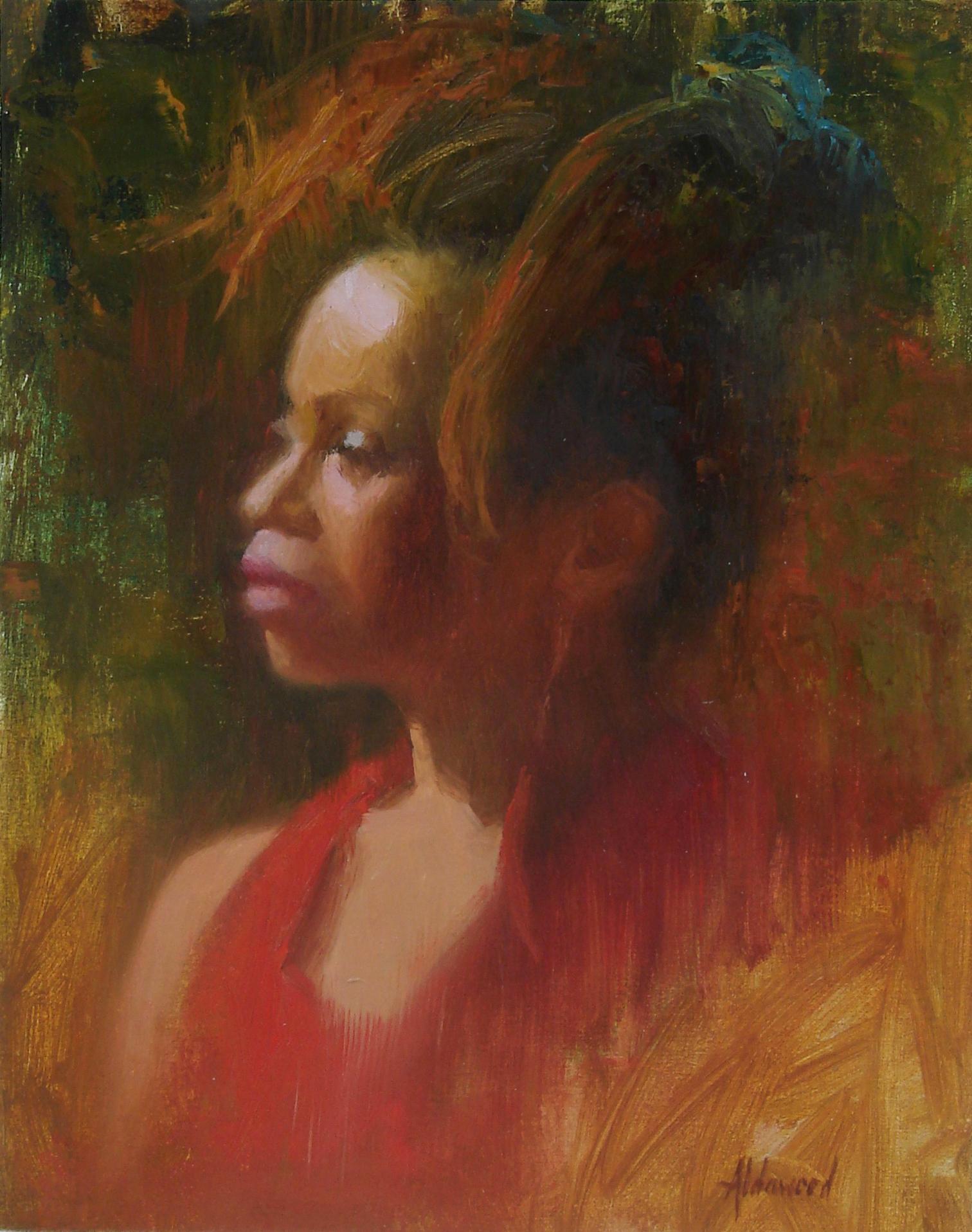 Sherri Aldawood Figurative Painting - Lady in Red