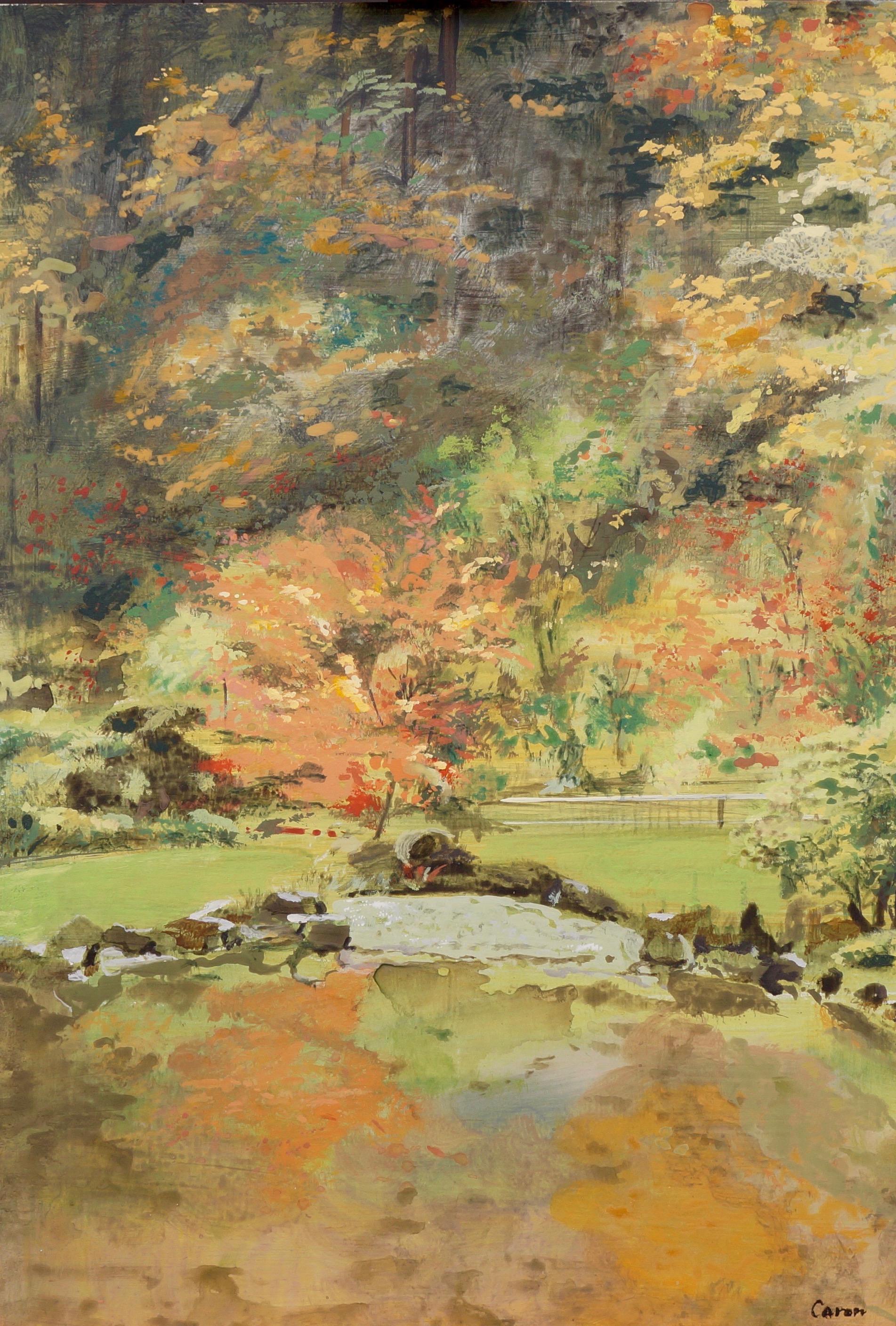 Sidonie Caron Landscape Painting - Fall Garden, Original Painting