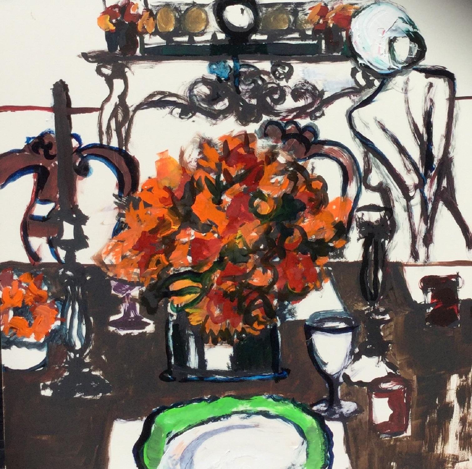 Liz Brozell Still-Life Painting - Nude in the Dining Room 2