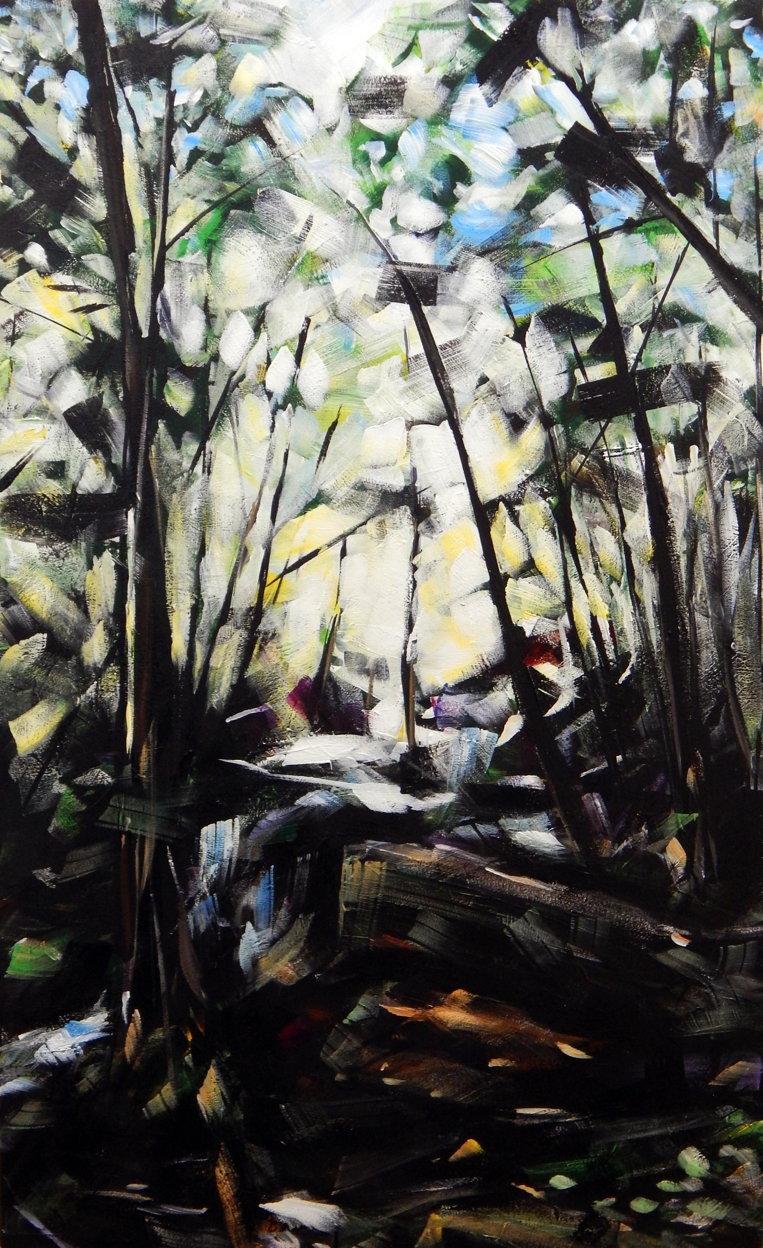 Landscape Painting Chris Wagner - Chute du ruisseau, peinture originale